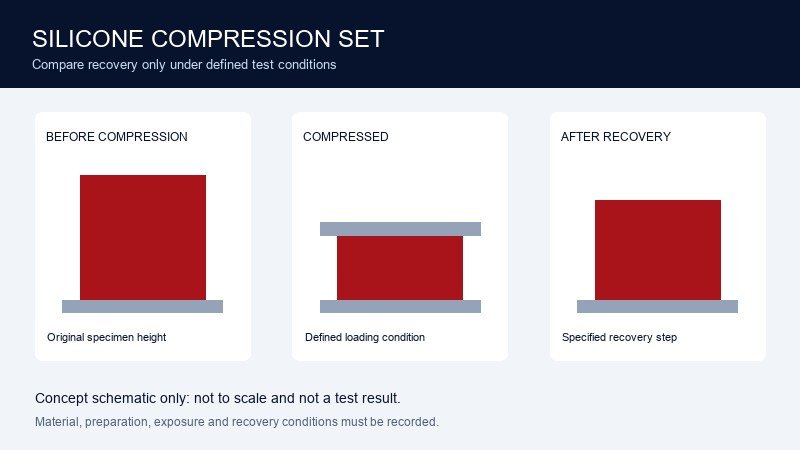 Concept schematic showing original height, compression and recovery of a silicone specimen